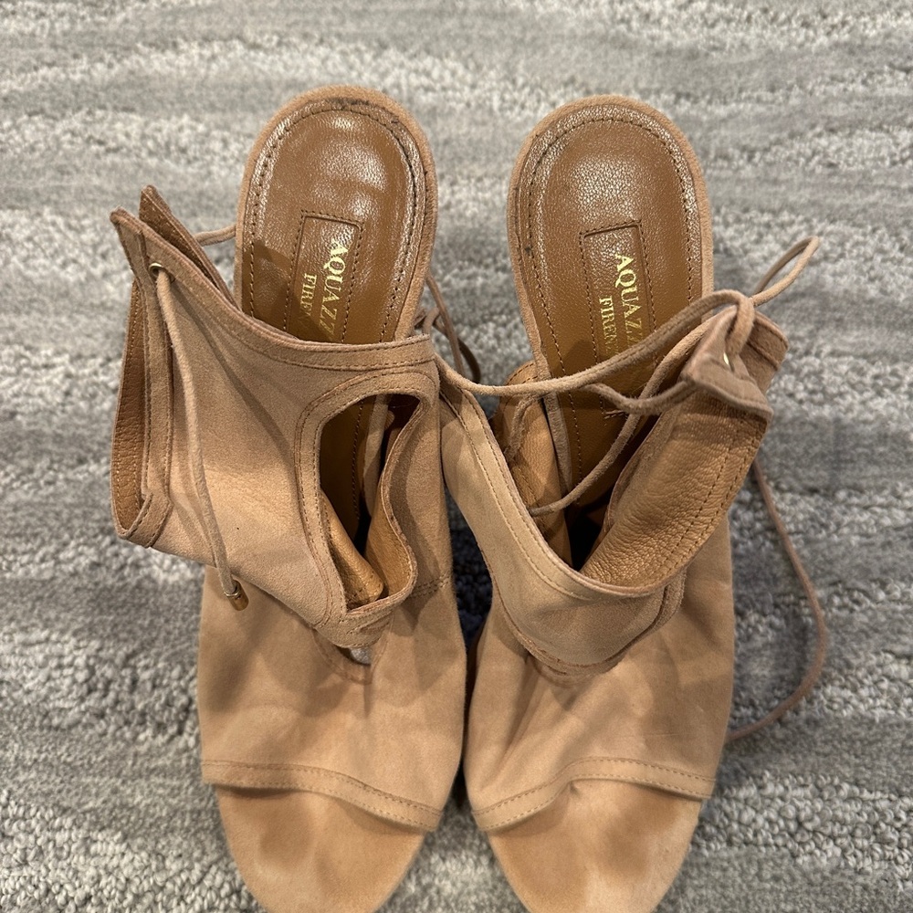 Aquazzura Women's Tan Lace Up Boots